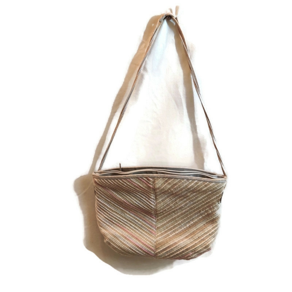 VALERIE BARAD Vintage Rustic Cloth Textured Canvas Bag Strapped Cross Body Bag